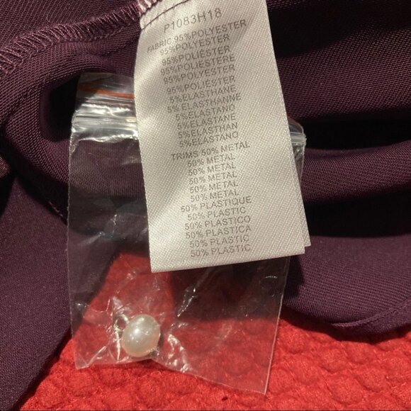 MOLLY BRACKEN Sz L Balloon Puffy Sleeve Pearl Button Midi Wine Colour Dress - Picture 8 of 9